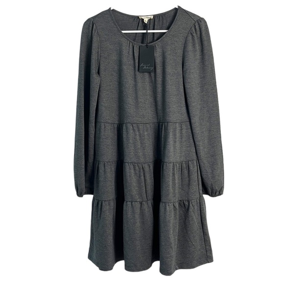 NWT Jane and Delancey Gray Tiered Long Sleeve Dress Size Small - Picture 1 of 8